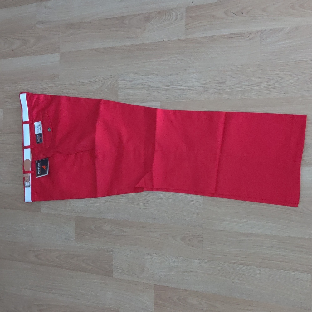 Vintage Par Four Golf Pants Red With White Belt 40 Waist 30 Inseam NWT